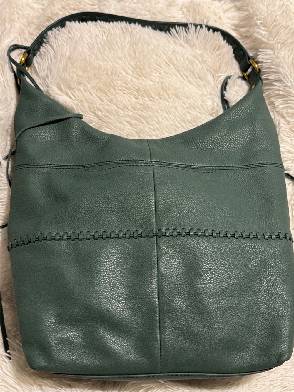 HOBO Entwine Meadow Green Leather Braided-Handle Hobo Bag - Picture 6 of 13